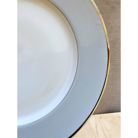 3 SEYEI Fine China Nagoya Japan #398 Dinner Plates 10” Gray Silver Trim Simple - Picture 5 of 8